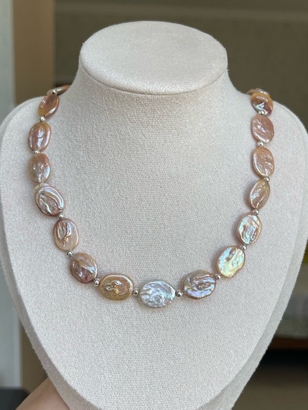 Freshwater Coin Pearl Necklace in Rose Gold Tone 69